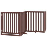 vidaXL Dog Gate with Door Foldable 8 Panels Brown 640 cm Poplar Wood