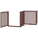 vidaXL Dog Gate with Door Foldable 8 Panels Brown 640 cm Poplar Wood