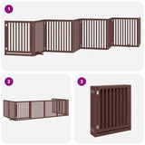 vidaXL Dog Gate with Door Foldable 8 Panels Brown 640 cm Poplar Wood