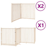 vidaXL Dog Gate with Door Foldable 8 Panels 640 cm Poplar Wood