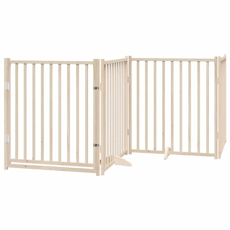 vidaXL Dog Gate with Door Foldable 8 Panels 640 cm Poplar Wood