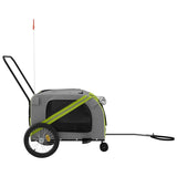 vidaXL Pet Bike Trailer Green and Grey Oxford Fabric and Iron