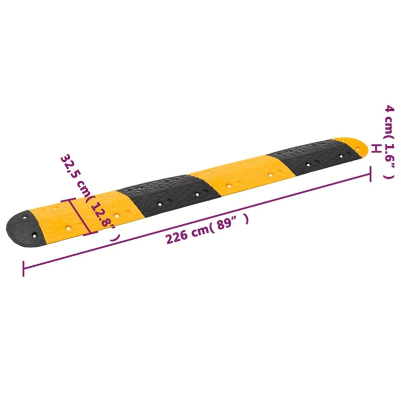 vidaXL Speed Hump Yellow&Black 226x32.5x4 cm Rubber