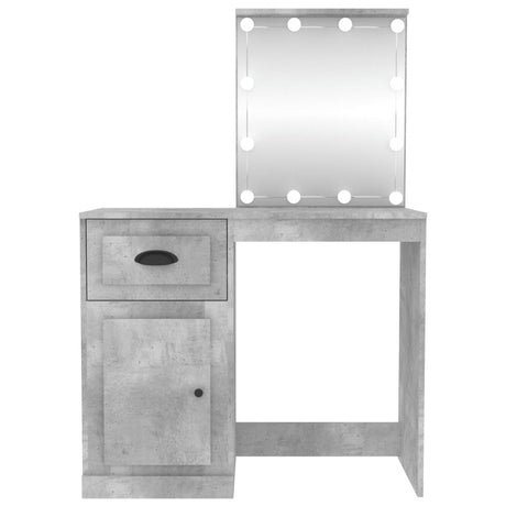 vidaXL Dressing Table with LED Concrete Grey 90x50x132.5 cm Engineered Wood