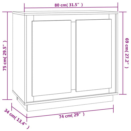 vidaXL Sideboard Sonoma Oak 80x34x75 cm Engineered Wood