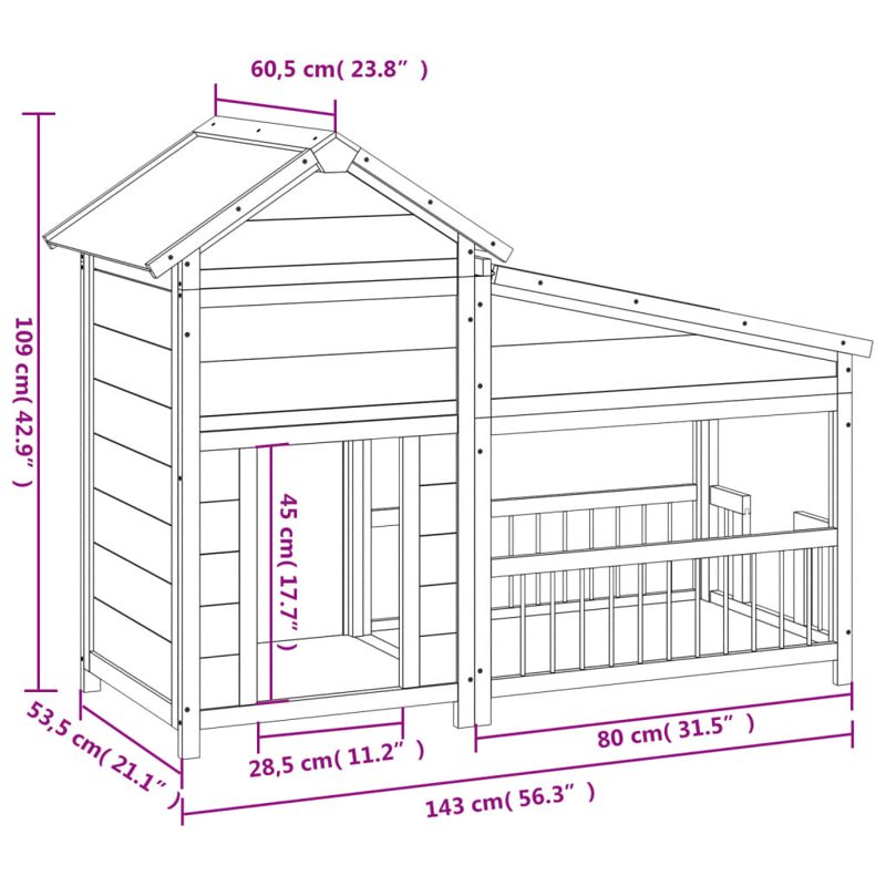 vidaXL Dog Kennel Mocha 143x60.5x109 cm Solid Wood Pine