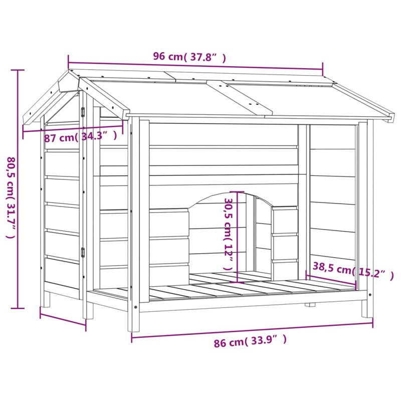 vidaXL Dog Kennel Brown 96x87x80.5 cm Solid Wood Pine