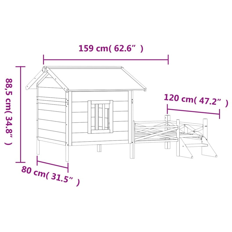 vidaXL Dog Kennel Mocha 159x120x88.5 cm Solid Wood Pine