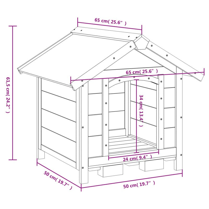 vidaXL Dog Kennel Mocha 65x65x61.5 cm Solid Wood Pine