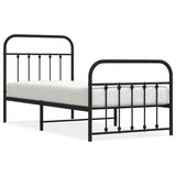 vidaXL Metal Bed Frame without Mattress with Footboard Black 90x200cm