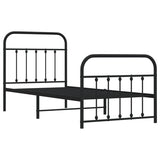 vidaXL Metal Bed Frame without Mattress with Footboard Black 90x200cm