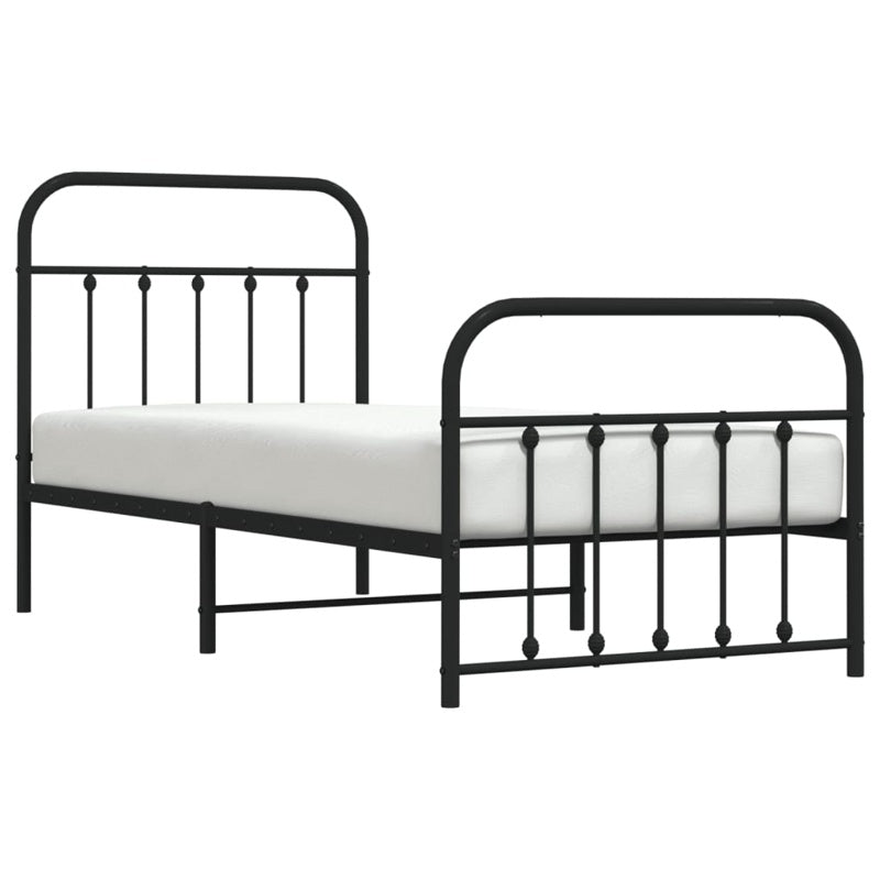 vidaXL Metal Bed Frame without Mattress with Footboard Black 90x200cm