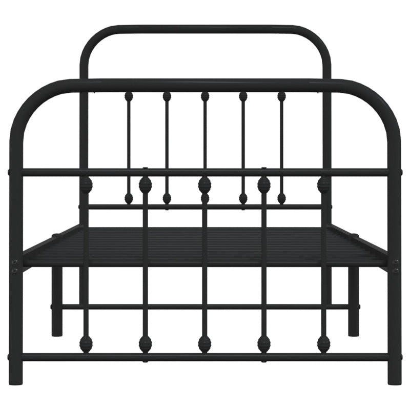 vidaXL Metal Bed Frame without Mattress with Footboard Black 90x200cm