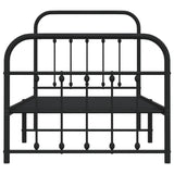 vidaXL Metal Bed Frame without Mattress with Footboard Black 90x200cm