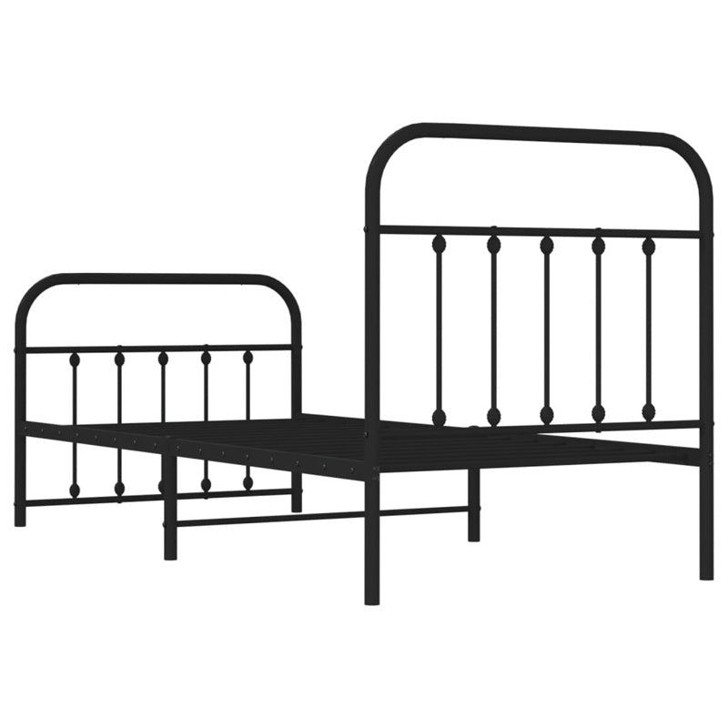 vidaXL Metal Bed Frame without Mattress with Footboard Black 90x200cm