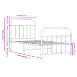 vidaXL Metal Bed Frame without Mattress with Footboard Black 90x200cm