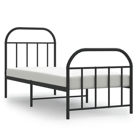 vidaXL Metal Bed Frame without Mattress with Footboard Black 75x190cm