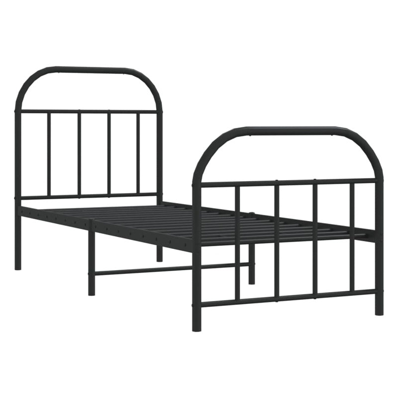 vidaXL Metal Bed Frame without Mattress with Footboard Black 75x190cm