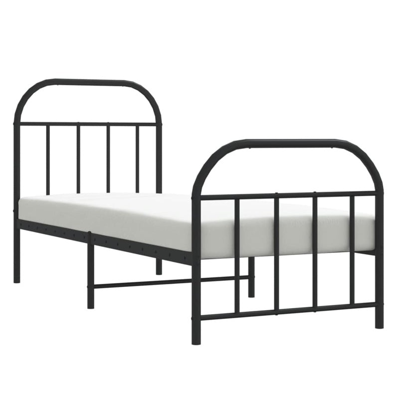 vidaXL Metal Bed Frame without Mattress with Footboard Black 75x190cm