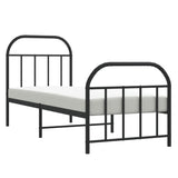 vidaXL Metal Bed Frame without Mattress with Footboard Black 75x190cm