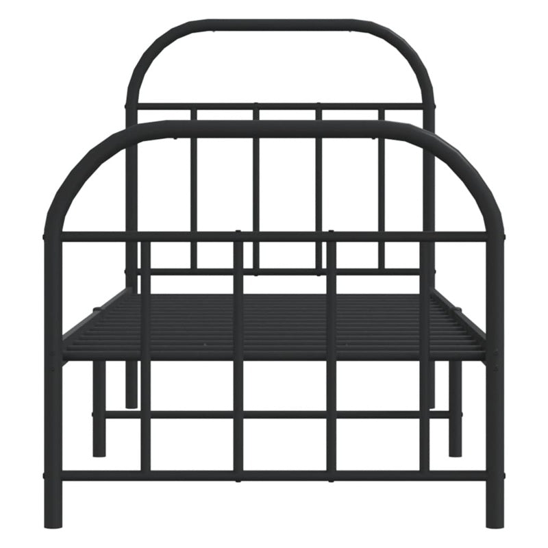 vidaXL Metal Bed Frame without Mattress with Footboard Black 75x190cm