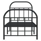 vidaXL Metal Bed Frame without Mattress with Footboard Black 75x190cm