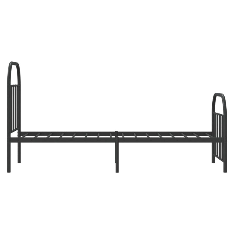 vidaXL Metal Bed Frame without Mattress with Footboard Black 75x190cm