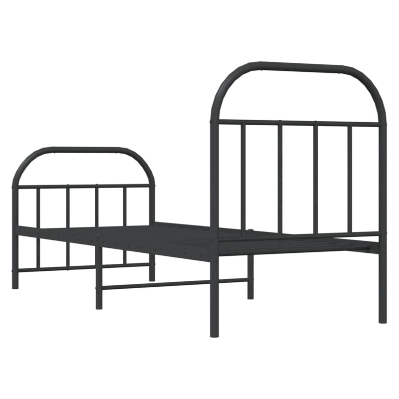 vidaXL Metal Bed Frame without Mattress with Footboard Black 75x190cm