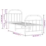 vidaXL Metal Bed Frame without Mattress with Footboard Black 75x190cm