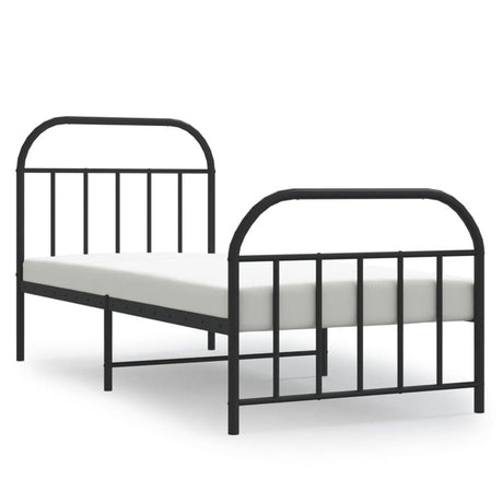 vidaXL Metal Bed Frame without Mattress with Footboard Black 90x200cm