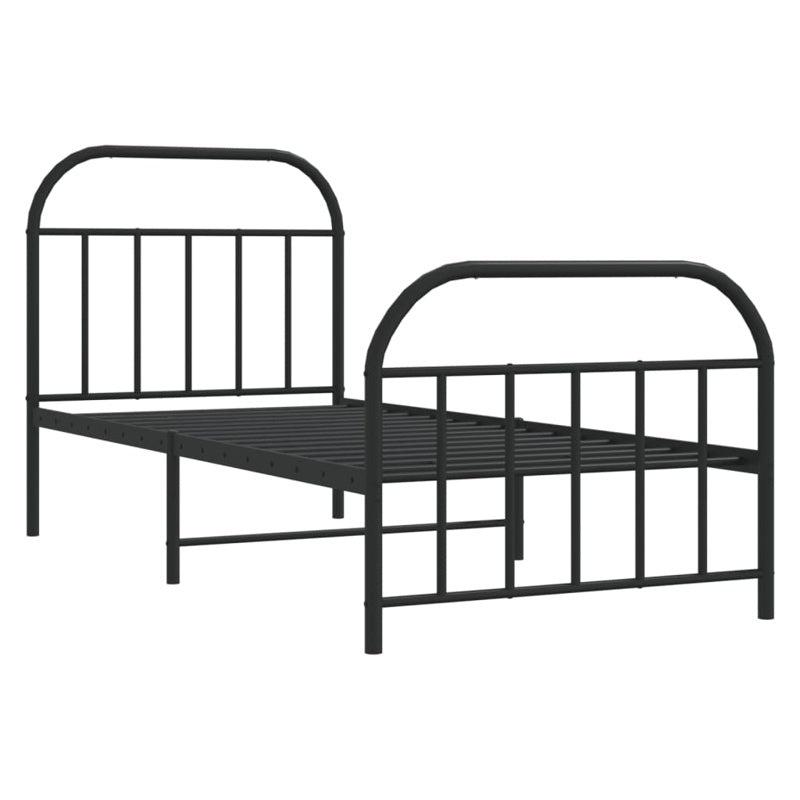 vidaXL Metal Bed Frame without Mattress with Footboard Black 90x200cm