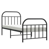 vidaXL Metal Bed Frame without Mattress with Footboard Black 90x200cm