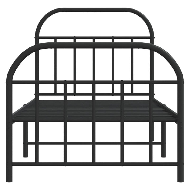 vidaXL Metal Bed Frame without Mattress with Footboard Black 90x200cm