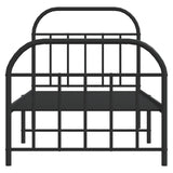 vidaXL Metal Bed Frame without Mattress with Footboard Black 90x200cm