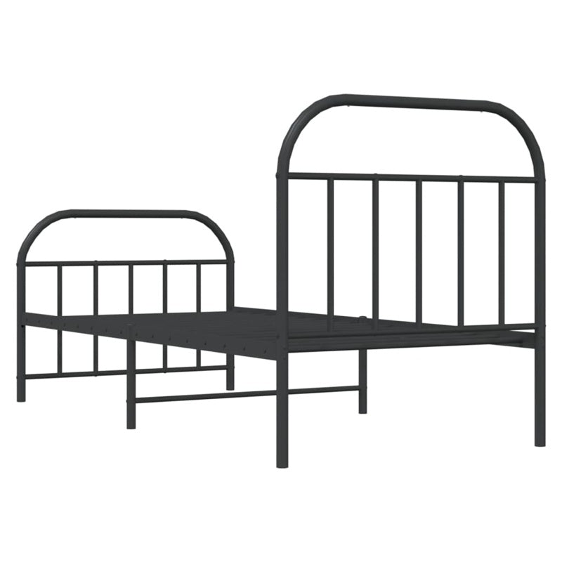 vidaXL Metal Bed Frame without Mattress with Footboard Black 90x200cm