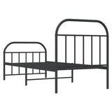 vidaXL Metal Bed Frame without Mattress with Footboard Black 90x200cm