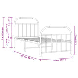 vidaXL Metal Bed Frame without Mattress with Footboard Black 90x200cm