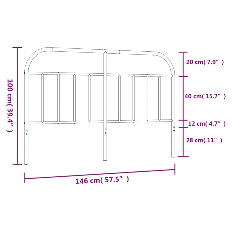 vidaXL Metal Headboard Black 140 cm