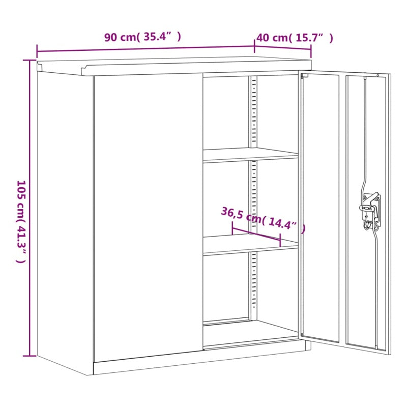 vidaXL File Cabinet Black 90x40x105 cm Steel