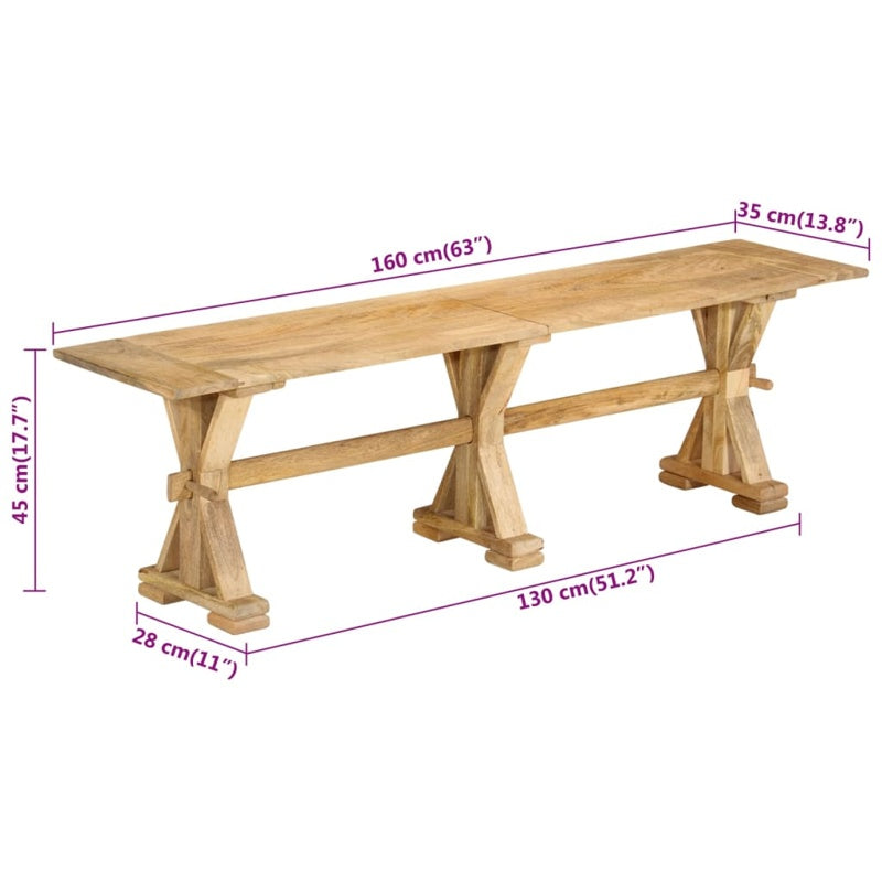 vidaXL Bench 160x35x45 cm Solid Wood Mango