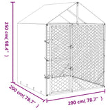 vidaXL Outdoor Dog Kennel with Roof Silver 2x2x2.5 m Galvanised Steel