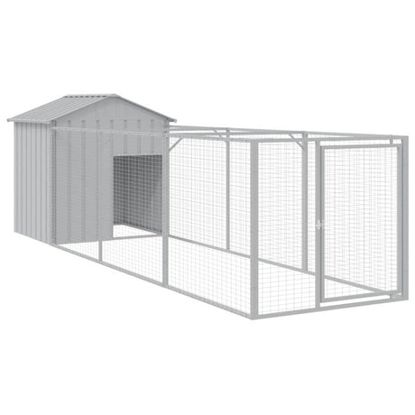 vidaXL Dog House with Roof Light Grey 117x405x123 cm Galvanised Steel