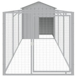 vidaXL Dog House with Roof Light Grey 117x405x123 cm Galvanised Steel