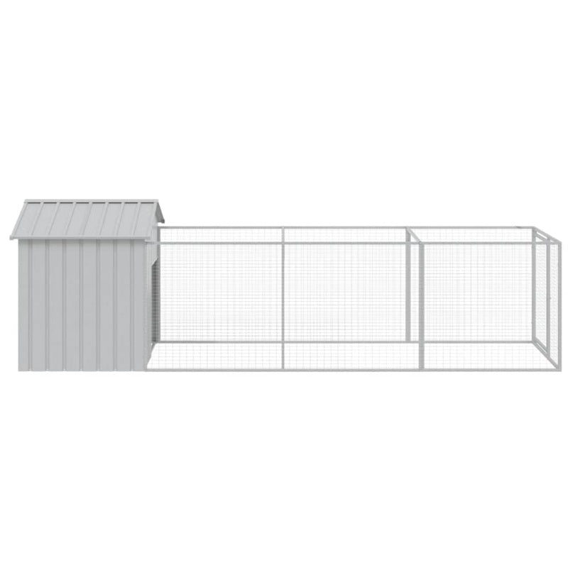 vidaXL Dog House with Roof Light Grey 117x405x123 cm Galvanised Steel