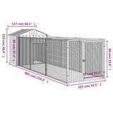 vidaXL Dog House with Roof Light Grey 117x405x123 cm Galvanised Steel