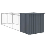 vidaXL Dog House with Run Anthracite 110x405x110 cm Galvanised Steel