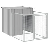 vidaXL Dog House with Run Light Grey 110x609x110 cm Galvanised Steel