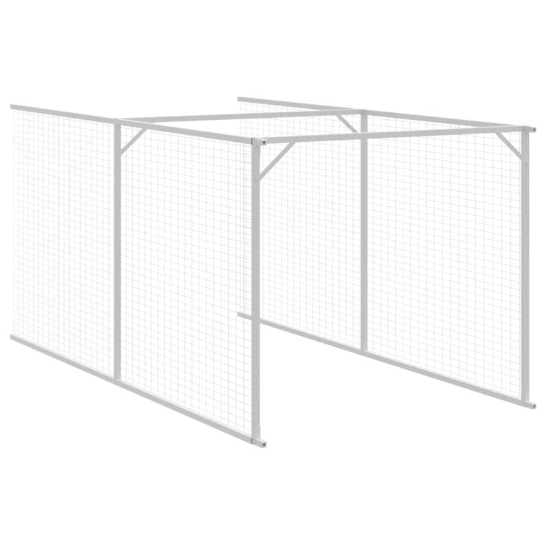 vidaXL Dog House with Run Light Grey 110x609x110 cm Galvanised Steel