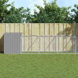 vidaXL Dog House with Run Light Grey 110x609x110 cm Galvanised Steel