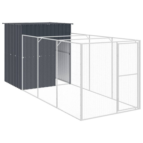 vidaXL Dog House with Run Anthracite 165x455x181 cm Galvanised Steel